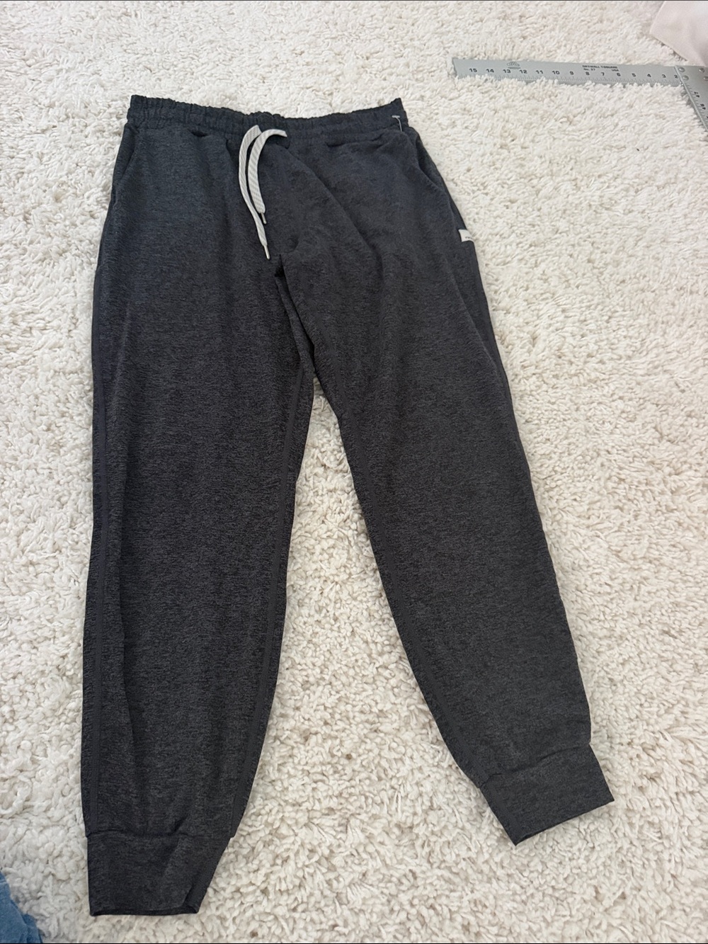 Vuori Charcoal Drawstring Joggers with White Tie